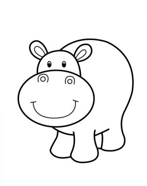 Easy Coloring Pages Hippo,Easy coloring Images for kids